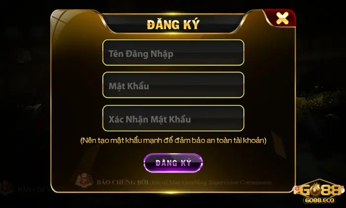 đăng ký Go88 Nhập đầy đủ thông tin mà Go88 yêu cầu