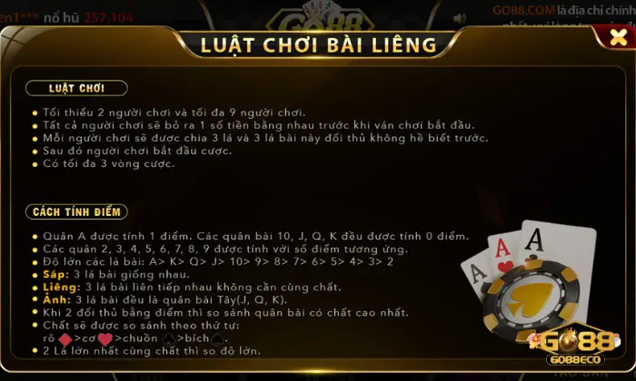 liêng go88 Luật chơi cần nắm được khi chơi Liêng