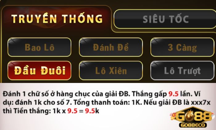 Lô đề 1 ăn 900 Go88 Go88 hỗ trợ người chơi cược đầu đuôi