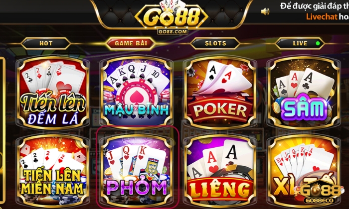 phỏm go88 Chọn bàn Phỏm và tham gia