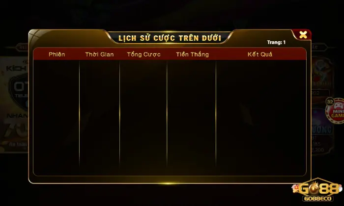 Trên Dưới Go88 Người chơi có thể xem lịch sử cược Trên Dưới Go88