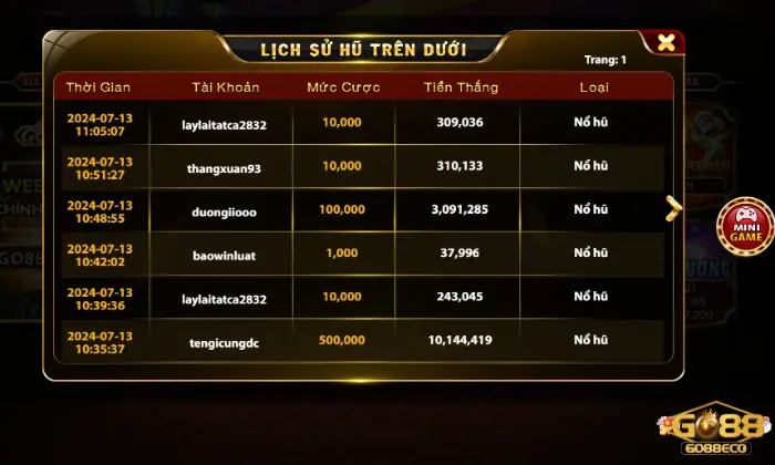 Trên Dưới Go88 Xem lịch sử hũ trên dưới Go88